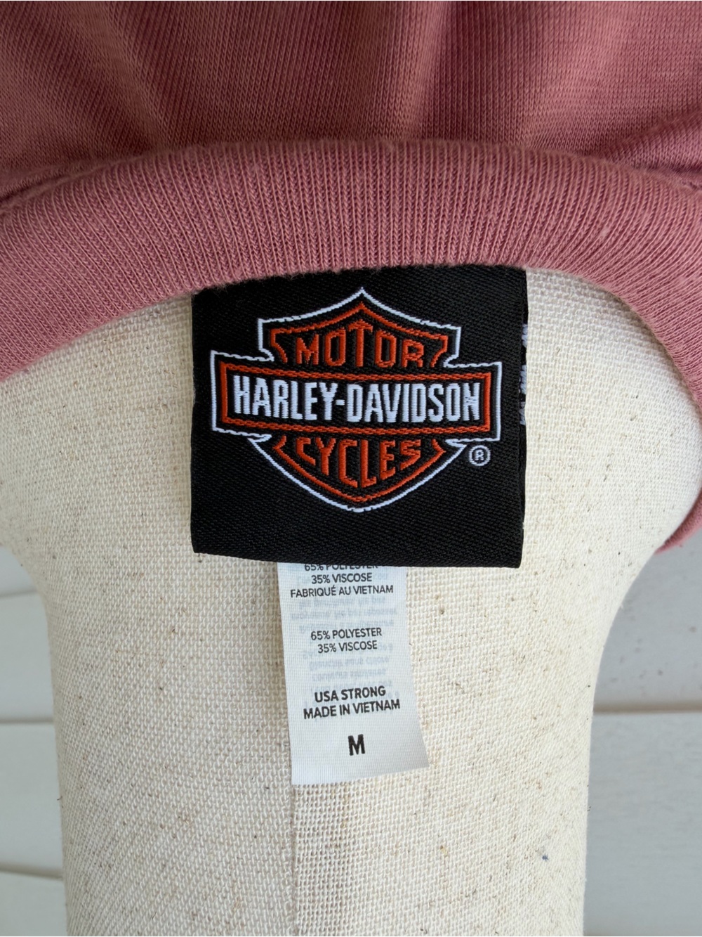 Harley Davidson Womens Dusty Rose Pink Graphic Tee Shirt Muscle Raw Hem Size M - Picture 4 of 5